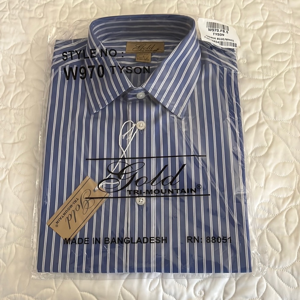 Blue and white dress shirt